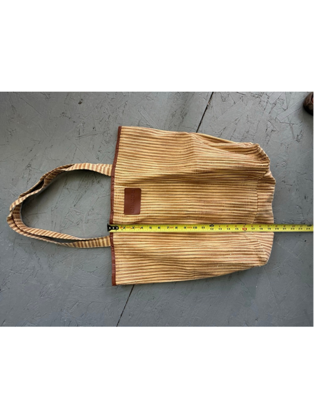 Chico’s Striped Woven Straw Tote Bag - Tan & Cream Boho Beach Bag - Picture 5 of 7